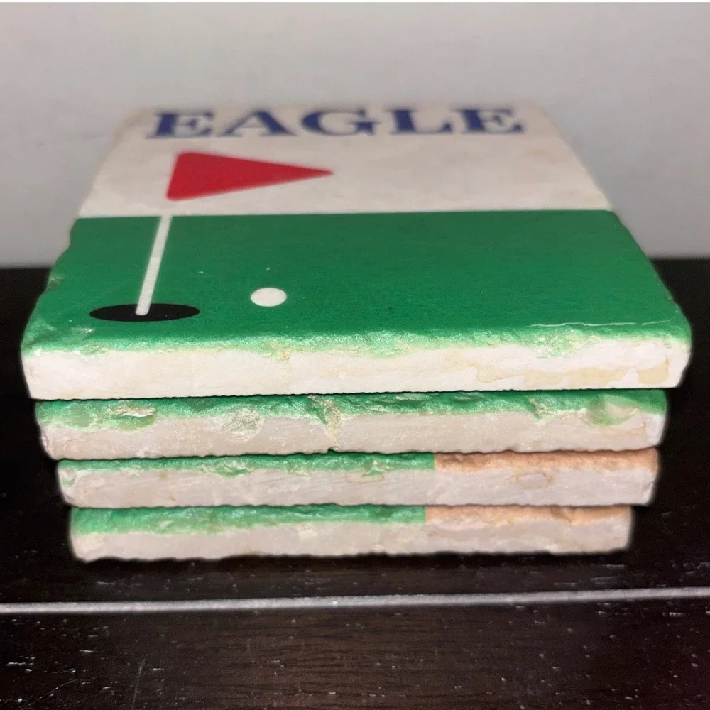 Set of 4 Par Eagle Birdie Fore |‎ Studio Vertu Handcrafted Marble Golf Coasters